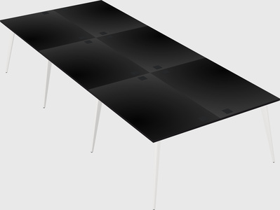 Shared rectangular office desk system