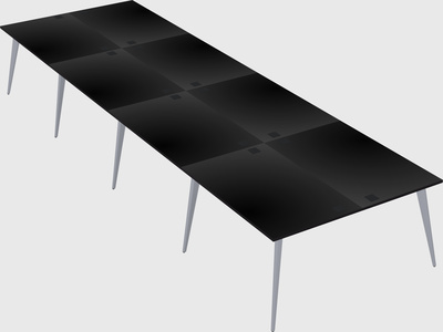 Shared rectangular office desk system
