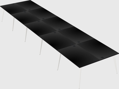 Shared rectangular office desk system