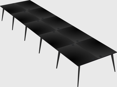 Shared rectangular office desk system