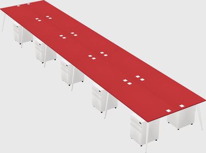 Shared rectangular office desk system