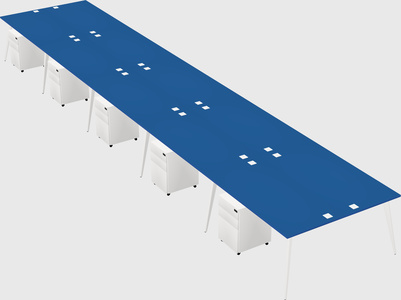 Shared rectangular office desk system