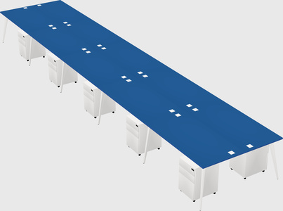 Shared rectangular office desk system