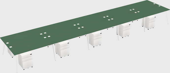 Shared rectangular office desk system