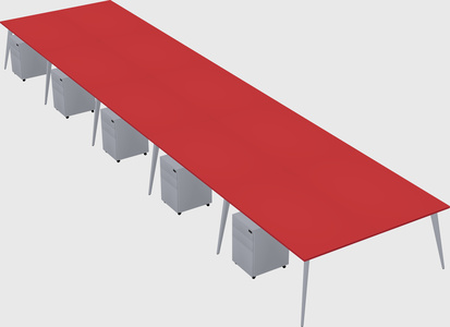 Shared rectangular office desk system