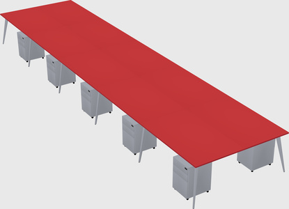 Shared rectangular office desk system