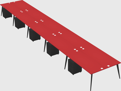 Shared rectangular office desk system