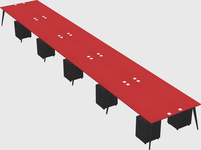 Shared rectangular office desk system