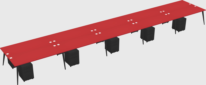 Shared rectangular office desk system