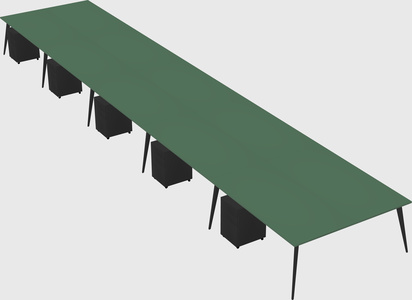 Shared rectangular office desk system