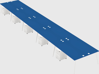 Shared rectangular office desk system