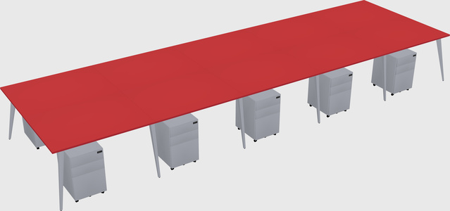 Shared rectangular office desk system