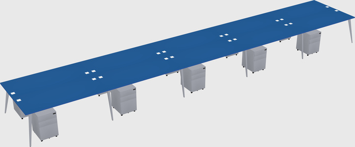 Shared rectangular office desk system