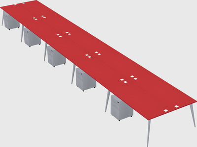 Shared rectangular office desk system