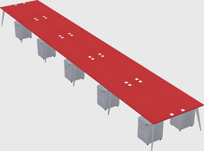 Shared rectangular office desk system