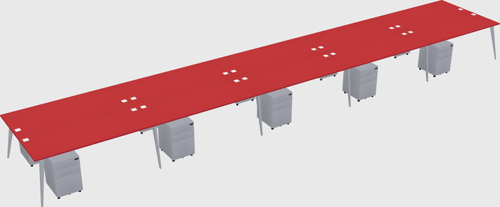 Shared rectangular office desk system