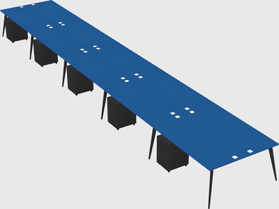 Shared rectangular office desk system
