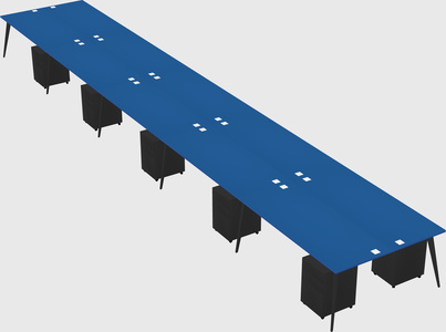 Shared rectangular office desk system