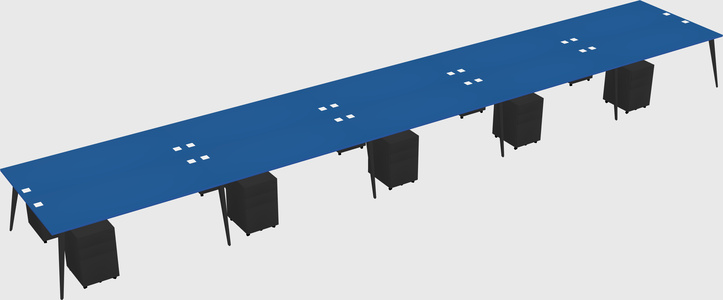 Shared rectangular office desk system