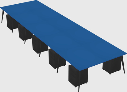 Shared rectangular office desk system