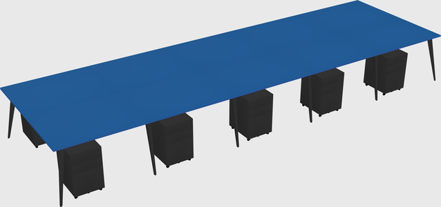 Shared rectangular office desk system