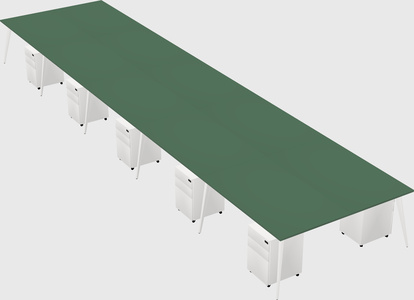 Shared rectangular office desk system