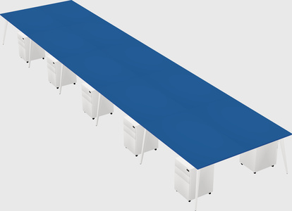 Shared rectangular office desk system