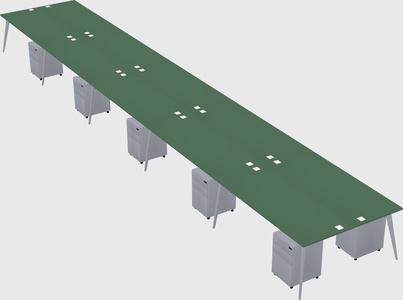 Shared rectangular office desk system