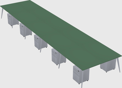 Shared rectangular office desk system