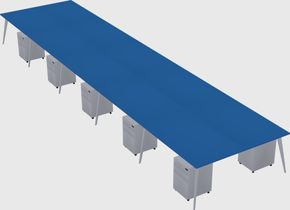 Shared rectangular office desk system