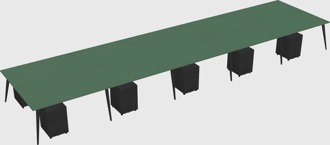 Shared rectangular office desk system
