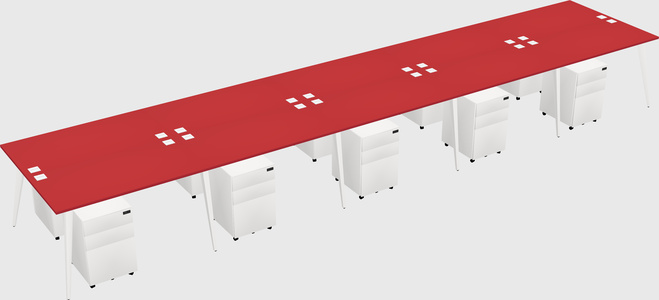 Shared rectangular office desk system
