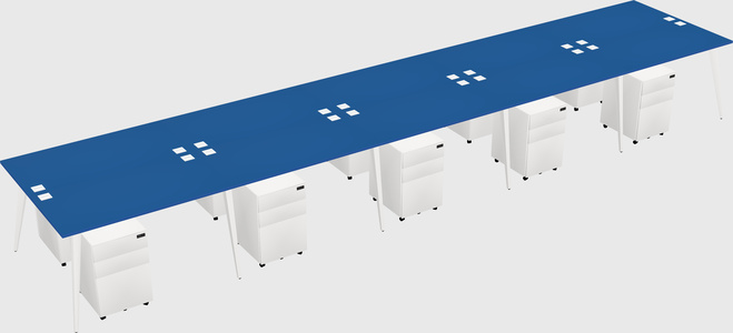 Shared rectangular office desk system