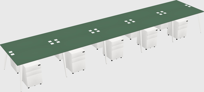 Shared rectangular office desk system