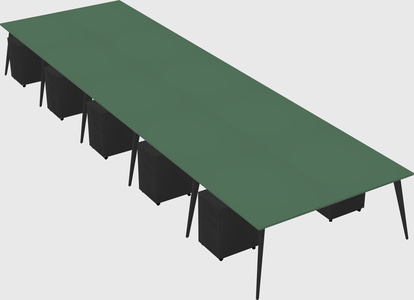 Shared rectangular office desk system