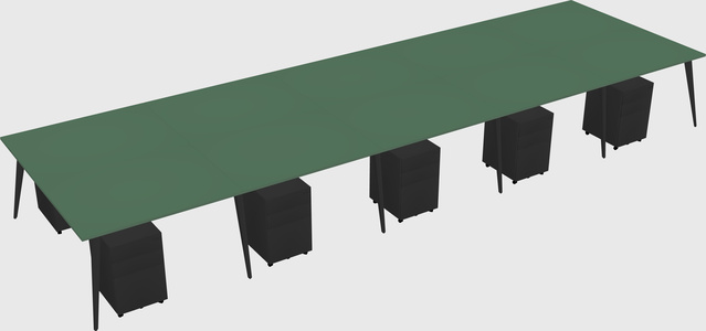 Shared rectangular office desk system