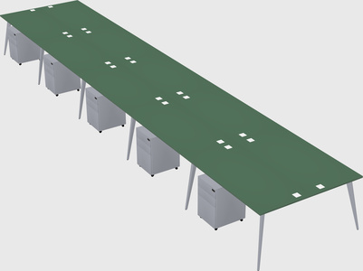 Shared rectangular office desk system
