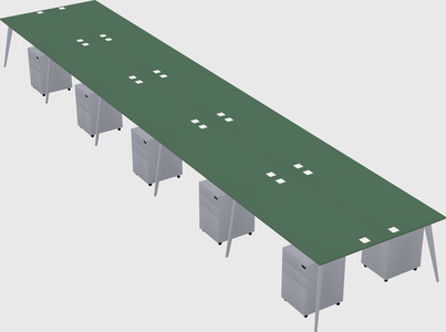 Shared rectangular office desk system