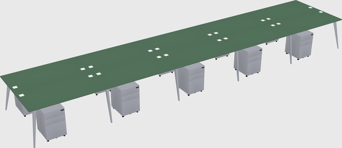 Shared rectangular office desk system