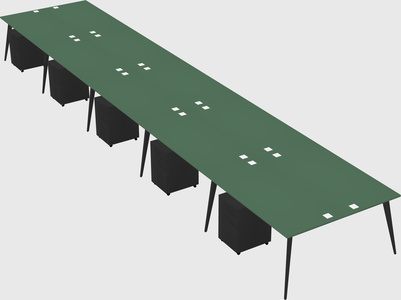 Shared rectangular office desk system
