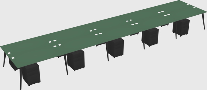 Shared rectangular office desk system