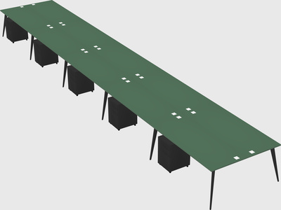 Shared rectangular office desk system