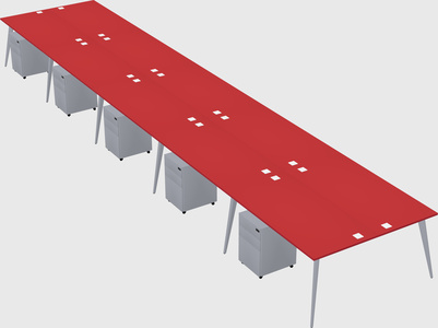Shared rectangular office desk system