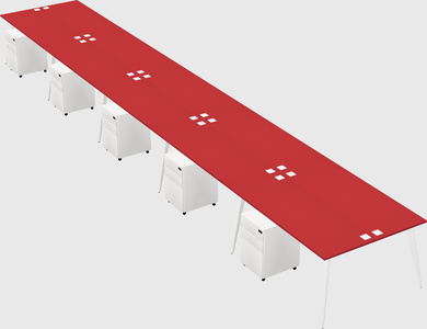 Shared rectangular office desk system