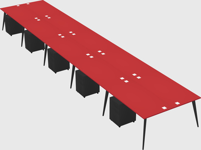 Shared rectangular office desk system