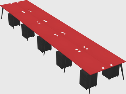 Shared rectangular office desk system