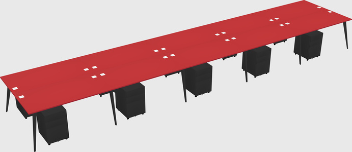 Shared rectangular office desk system