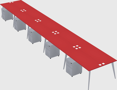 Shared rectangular office desk system