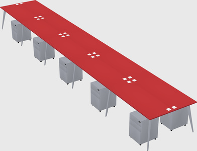 Shared rectangular office desk system
