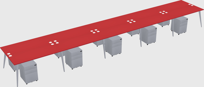 Shared rectangular office desk system